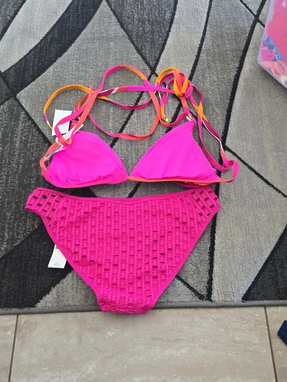 Carmen Marc Valvo Hot Pink Bottoms And Trina Turk Top Sz Lg Nwt